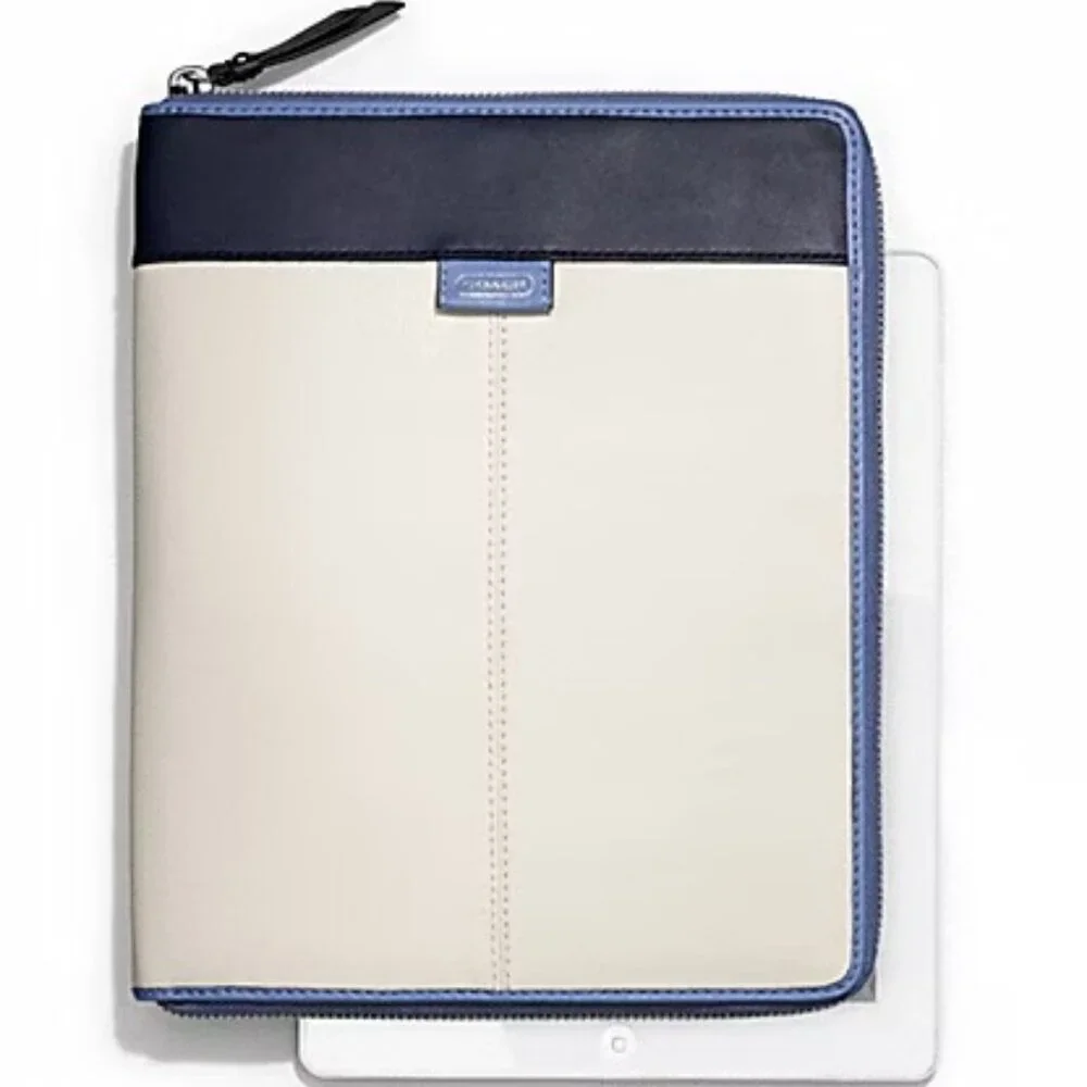 Coach Daisy Spectator Zip IPAD Case Tri-Color Leather in Parchment Multi, NWT